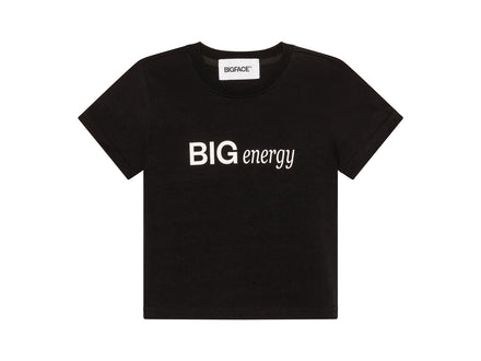 LITTLEFACE by BIGFACE kids black t-shirt with BIG energy graphic, front view