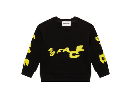 LITTLEFACE by BIGFACE kids Future black sweatshirt with yellow BIGFACE print, front view