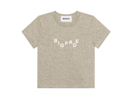 LITTLEFACE by BIGFACE kids Scramble heather grey t-shirt with cream BIGFACE logo, front view