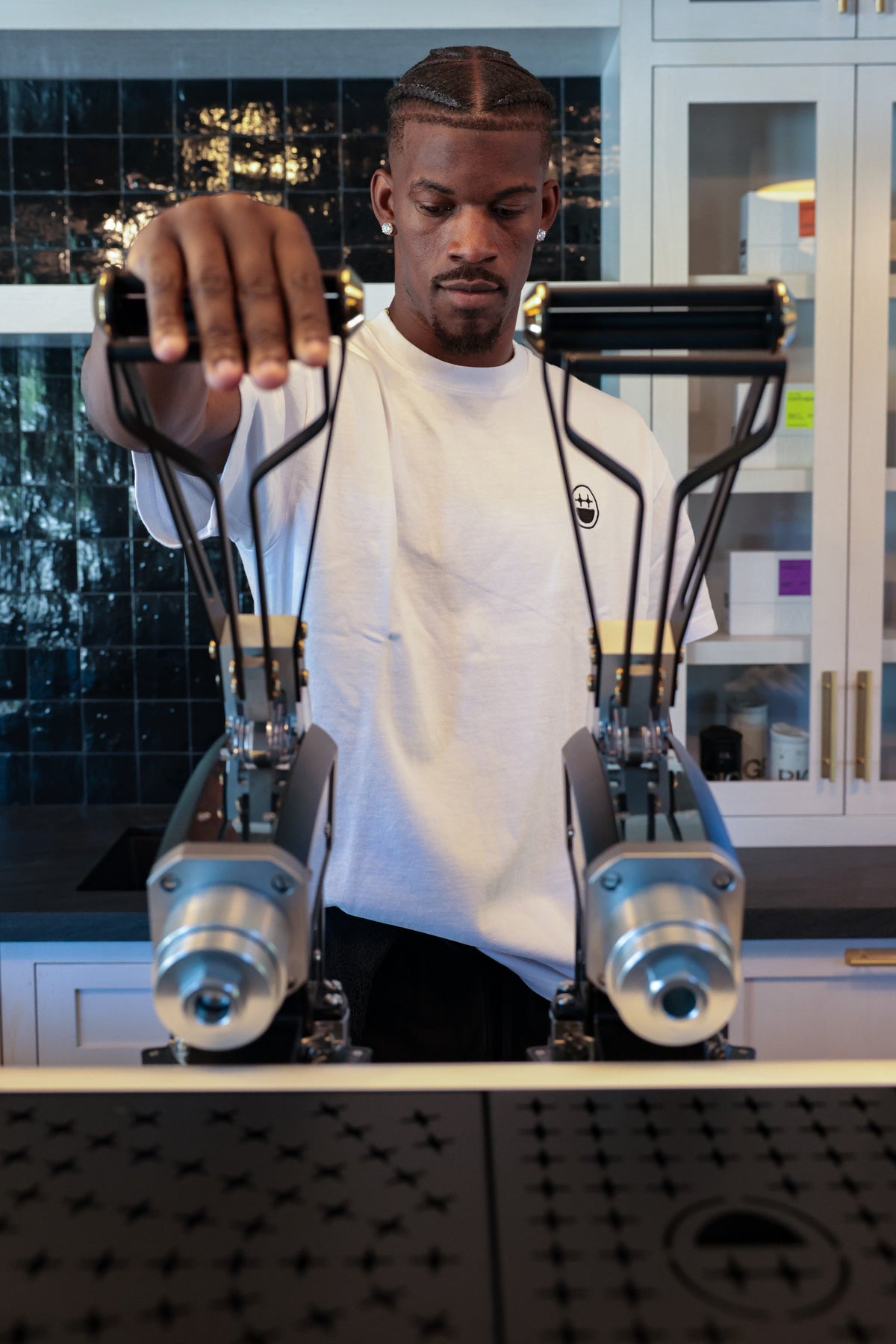 Jimmy pulling the espresso machine levers
