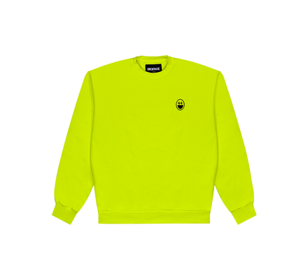 BIGFACE Limited Kit heavyweight brushed fleece crewneck sweatshirt in yellow, front view