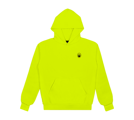 BIGFACE Limited Kit heavyweight brushed fleece hoodie in yellow, front view